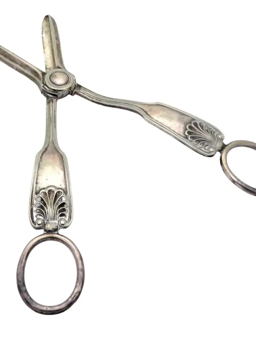 Antique Victorian 1800s Kings Pattern Silver Plated Grape Scissors Shears 6.75